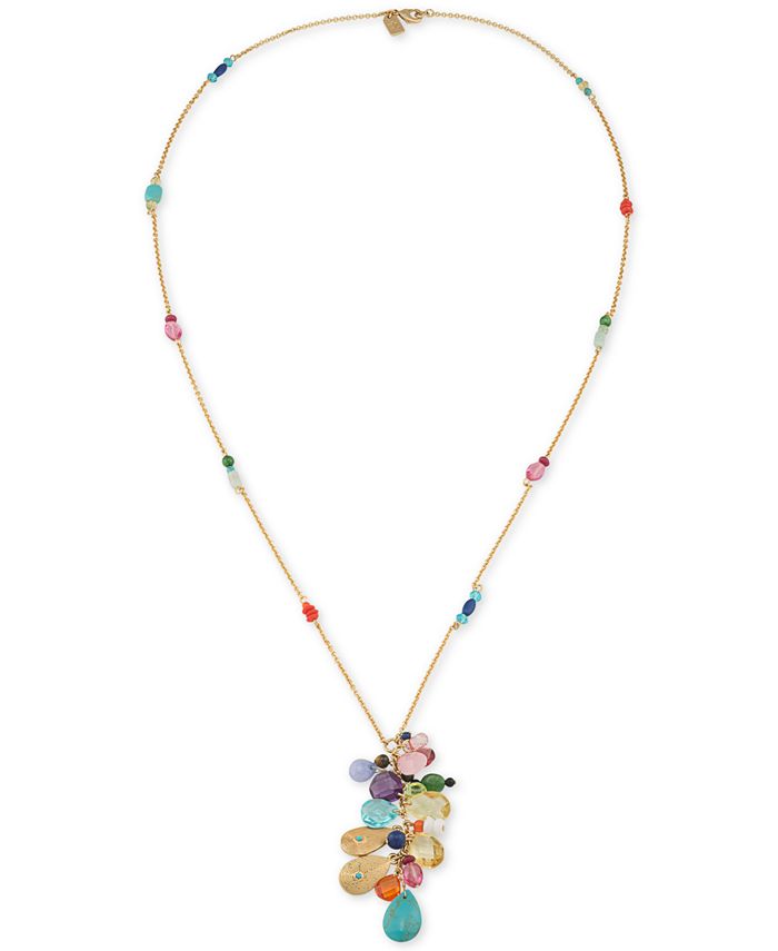 Lauren Ralph Lauren Gold-Tone Multi-Bead Lariat Necklace - Macy's