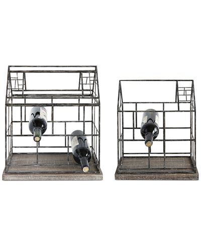 Set of 2 Metal Greenhouse Wine Holders