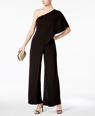 Adrianna Papell Petite Draped One-Shoulder Jumpsuit - Dresses - Petites ...