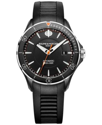 Baume & Mercier - Men's Swiss Automatic Clifton Club Black Vulcanized Rubber Strap Watch 42mm M0A10339