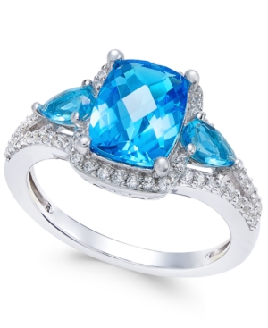 image of Swiss Blue Topaz (2-5/8 ct. t.w.) and White Topaz (1/4 ct. t.w.) Ring in Sterling Silver
