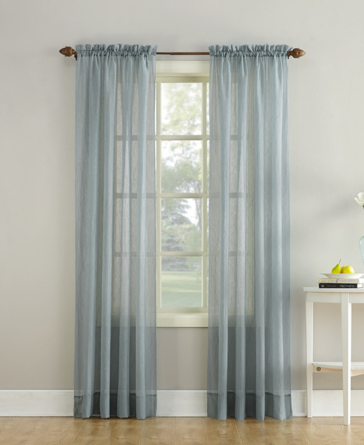 Crushed Sheer Voile Rod Pocket Curtain Panel