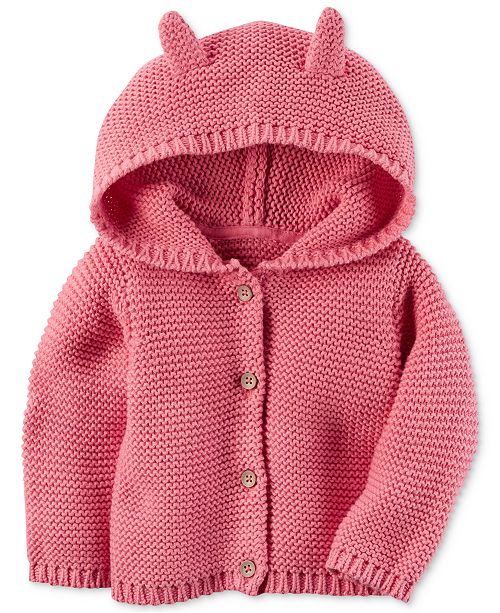 Carter's Hooded Ears Cotton Cardigan, Baby Girls & Reviews - Sweaters ...