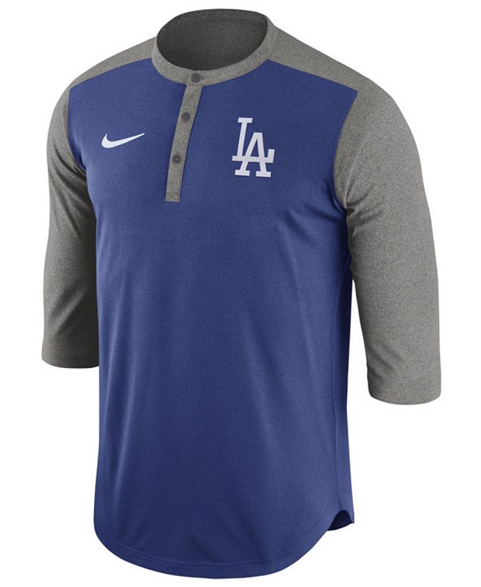 Nike Men's Los Angeles Dodgers Dri-Fit 3/4 Sleeve Henley T-Shirt - Macy's