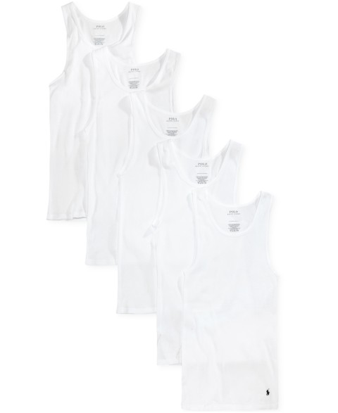 Мужские Polo Ralph Lauren Men's 5-Pack Cotton Undershirt Tank Tops