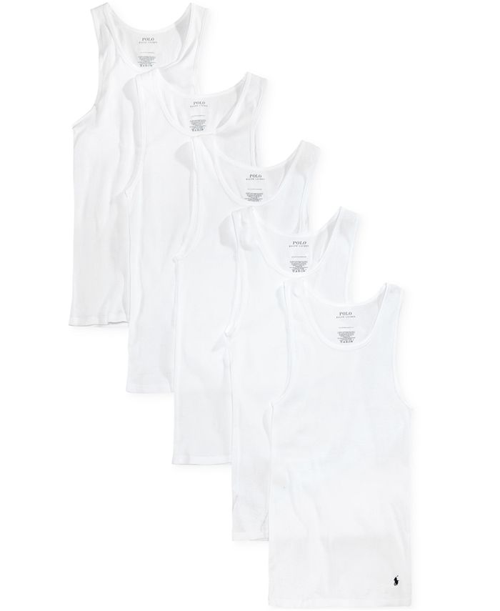 Polo Ralph Lauren Men's Cotton Undershirt Tank Top 5-Pack - Macy's