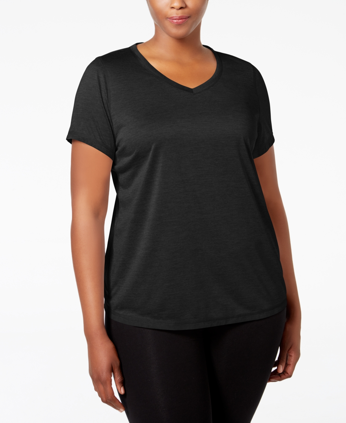 Id Ideology Plus Size Essentials Rapidry Heathered Performance T-shirt, Created For Macy's In Black