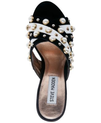 Steve Madden Women's Cove Pearl Studded Slides