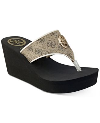 guess wedge thong sandals