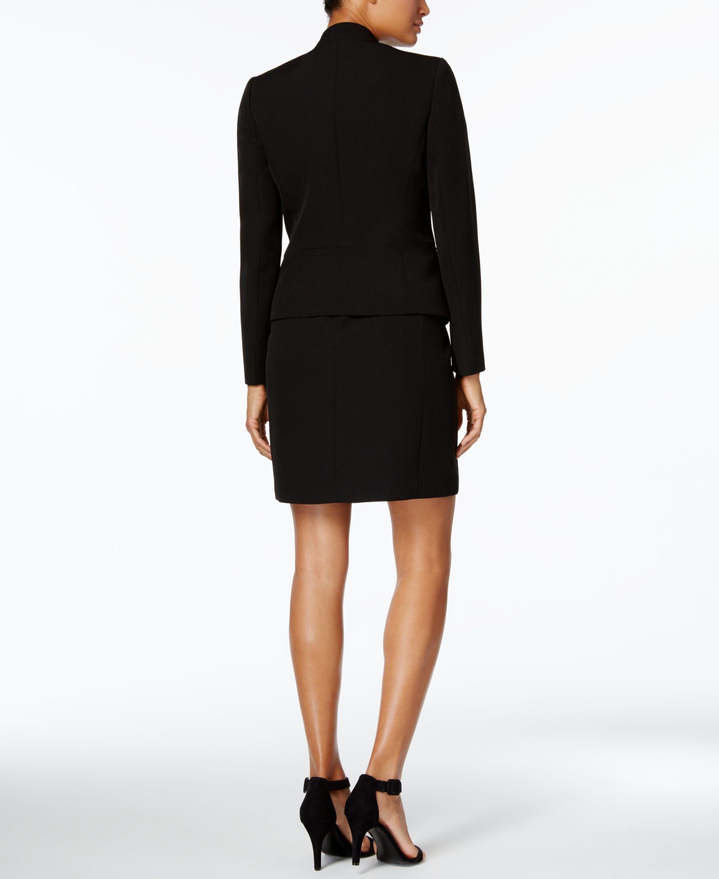 Женские платья Anne Klein Missy Executive Collection Shawl-Collar Sleeveless Sheath Dress Suit Set, цвет: Чёрный — фото 4