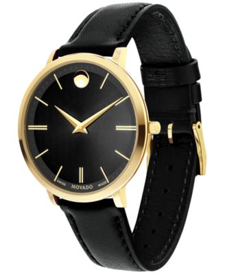 Movado Womens Watch 0607091 Ultra Slim Black Dial Swiss Quartz Gold Leather 35mm Movado Womens Watch 0607091 Ultra Slim Black Dial Swiss  main image 3