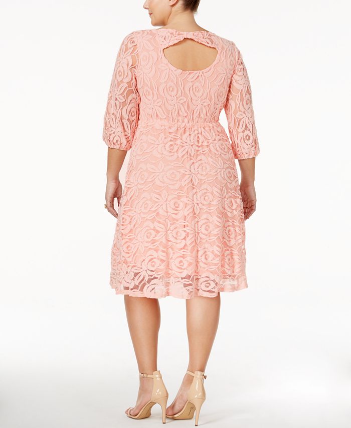 ING - Plus Size Three-Quarter-Sleeve Lace Dress