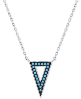 Macy's - Manufactured Turquoise Triangle Pendant Necklace in Sterling Silver
