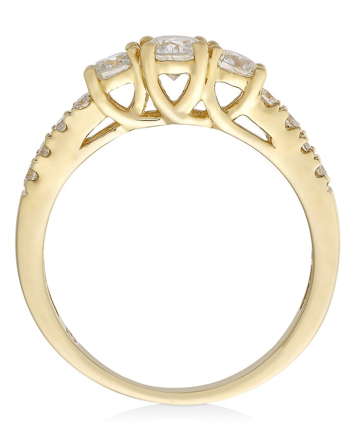 Macy's Diamond Bridal Three Stone Ring Set (1 ct. t.w.) in 14k White