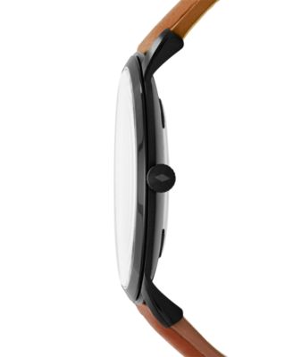 Men's The Minimalist Brown Leather Strap Watch 44mm FS5305