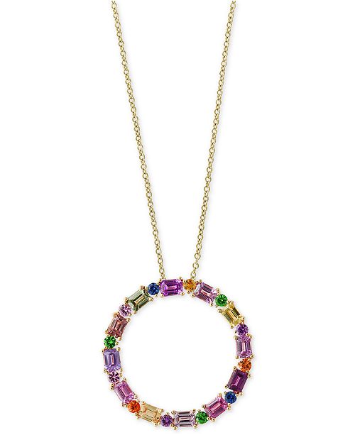 EFFY Collection Water Colors by EFFY® Multi-Gemstone Circle Pendant ...