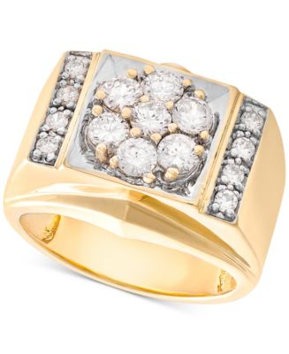 Men's Diamond Cluster Ring (1-1/2 ct. t.w.) in 10k Gold - Macy's