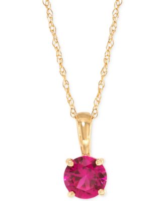 Macy's - Lab-Created Ruby Pendant Necklace (5/8 ct. t.w.) in 14k Gold