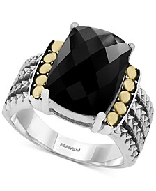 Eclipse by EFFY® Onyx Statement Ring in Sterling Silver & 18k Gold
