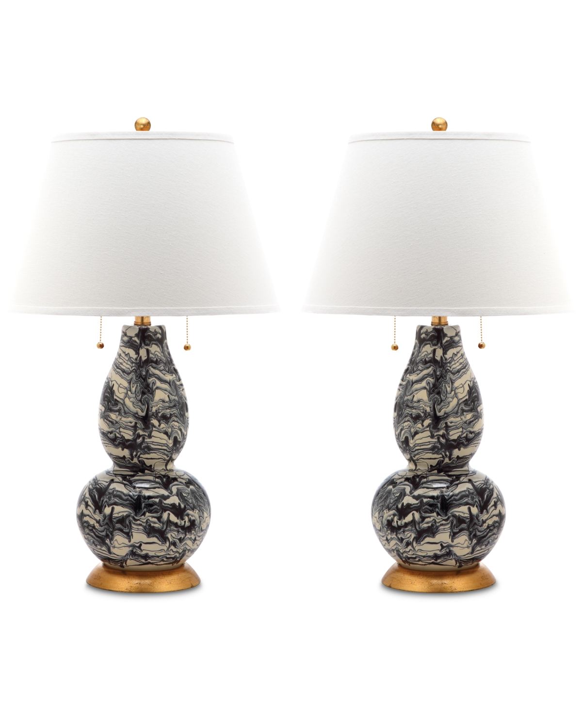 Safavieh Set Of 2 Swirls Table Lamps In Black,white