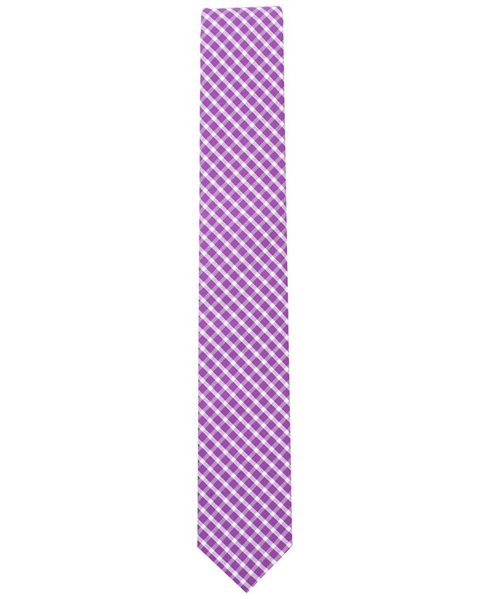 Bar III Men's Mulberry Check Skinny Tie, Created for Macy's - Macy's
