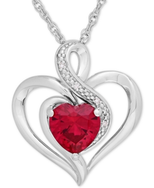 Birthstone Gemstone & Diamond Accent Heart Pendant Necklace in Sterling Silver
