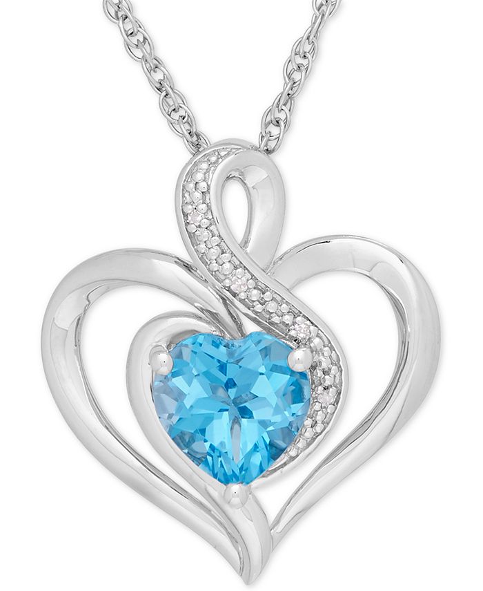 Macy's Birthstone Gemstone & Diamond Accent Heart Pendant Necklace in ...