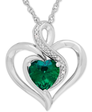 Birthstone Gemstone & Diamond Accent Heart Pendant Necklace in Sterling Silver