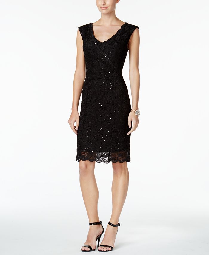 connected sequin lace gown