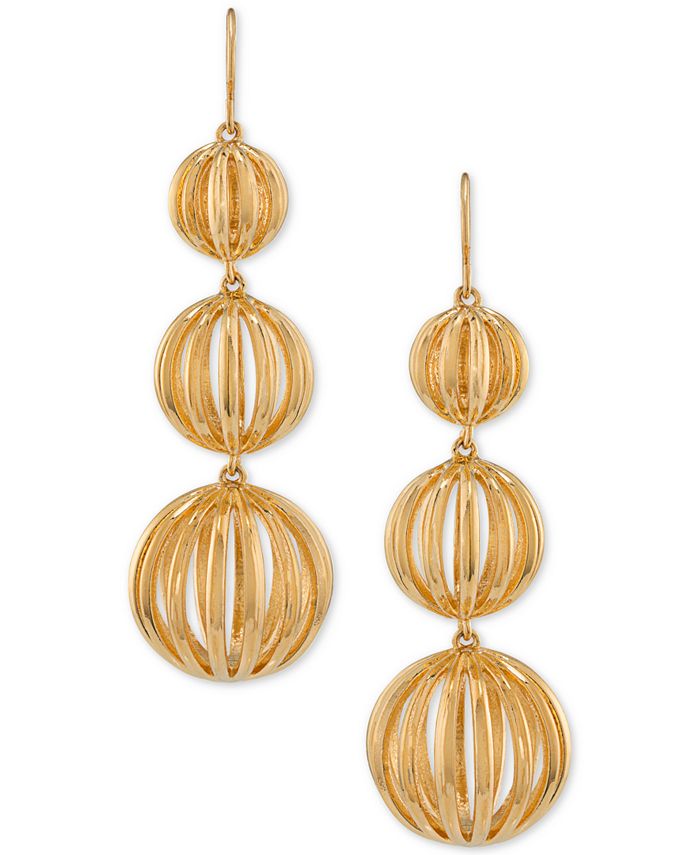 Trina Turk Gold Tone Cut Out Orb Triple Drop Earrings Macy s