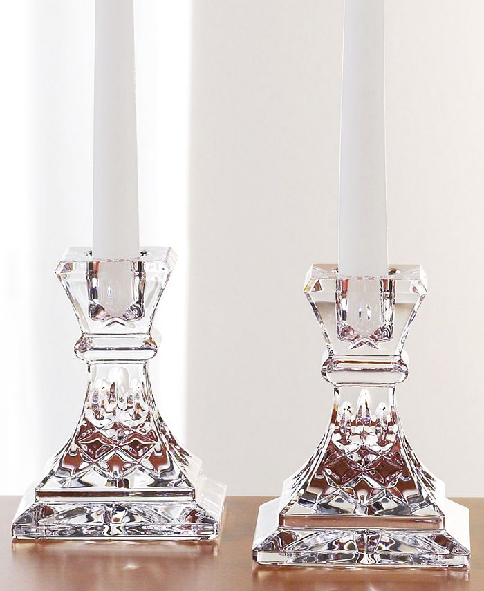 VINTAGE WATERFORD IRELAND  A PAIR OF 24 % CRYSTAL CANDLE HOLDERS 