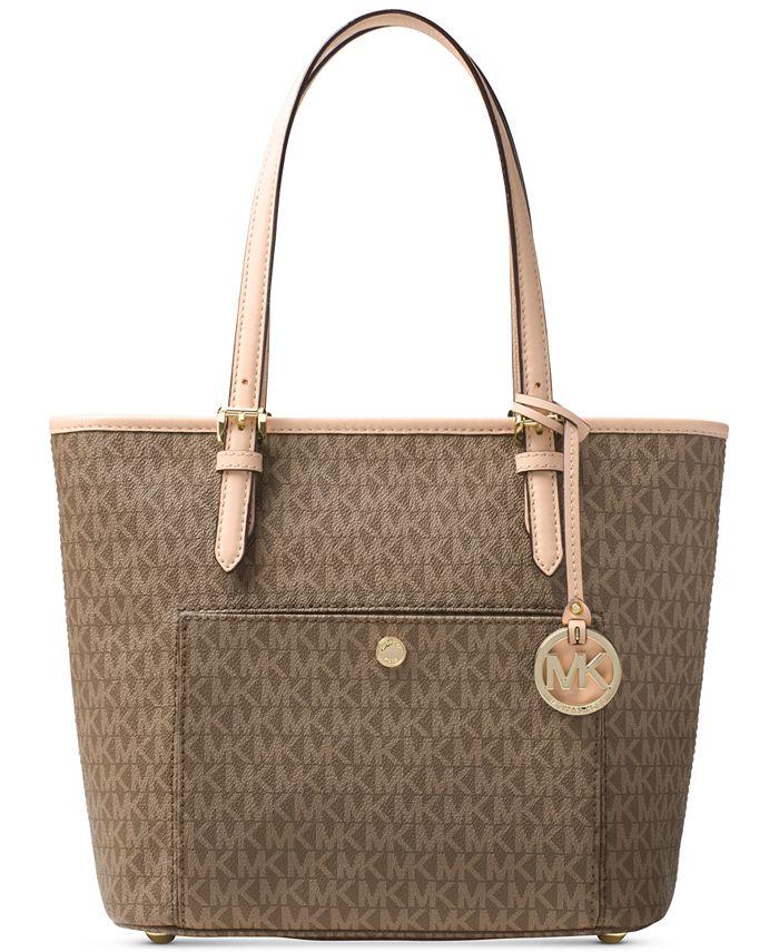 Michael Kors Signature Jet Set Item Medium Top Zip Snap Pocket Tote &  Reviews - Handbags & Accessories - Macy's