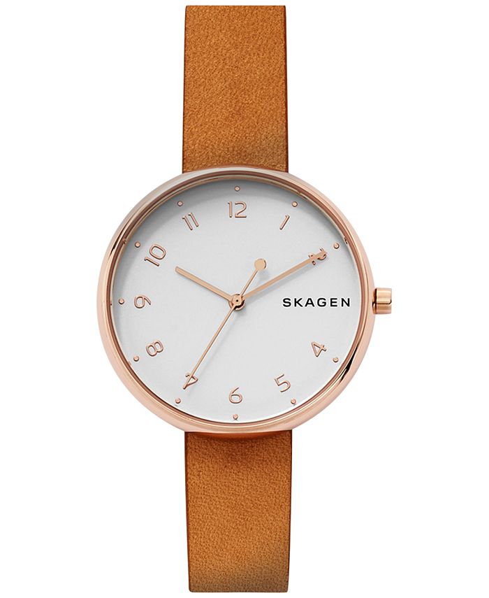 Signatur tan store leather watch