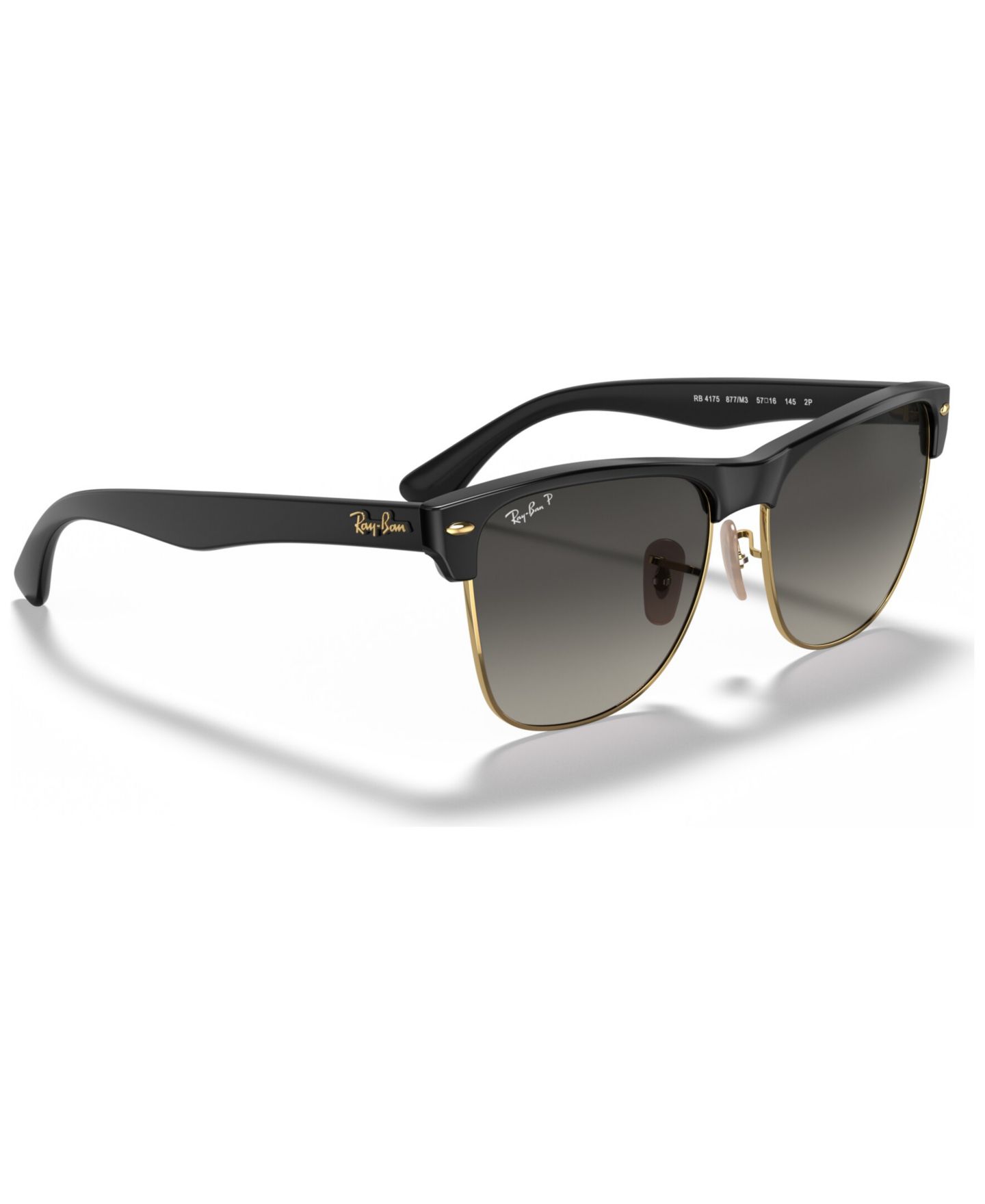 Женские солнцезащитные очки Ray-Ban Polarized Sunglasses, RB4175 Clubmaster Oversized, цвет: Чёрный / Серый градиентный — фото 3