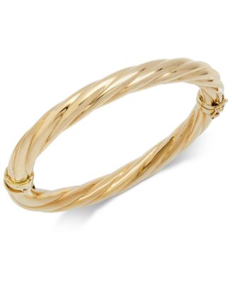Italian Gold - Polished Twisted Bangle Bracelet in Italian 14k Gold