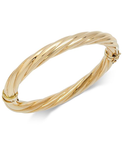 Italian Gold Polished Twisted Bangle Bracelet in 14k Gold & Reviews ...