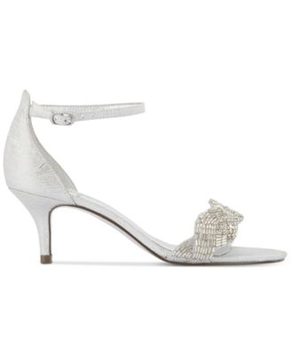 Adrianna Papell Women's Aerin Dress Sandal - Ankle Strap With Beaded Front, Metallic Faille, Low Heel - View #8