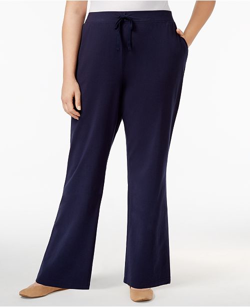 Karen Scott Plus Size High-Rise Knit Pants, Created for Macy's ...