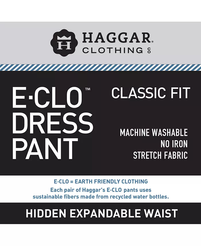 Men's Eclo Stria Classic Fit Flat Front Hidden Expandable Dress Pants - thumbnail 9