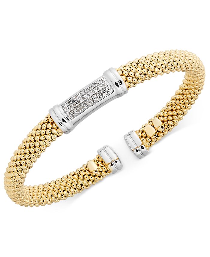 Macy's Diamond Accent Mesh Bangle Bracelet in 14k Gold-Plated Sterling ...