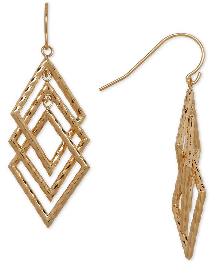 Macy's Textured Geometric Drop Earrings in 14k Gold - Macy's