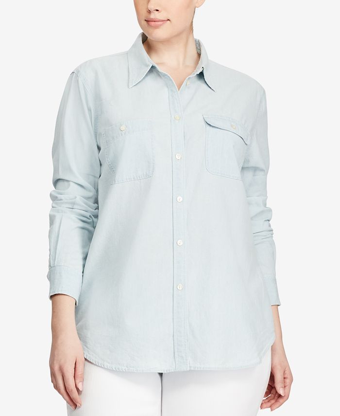 Lauren Ralph Lauren Plus Size Chambray Shirt - Macy's