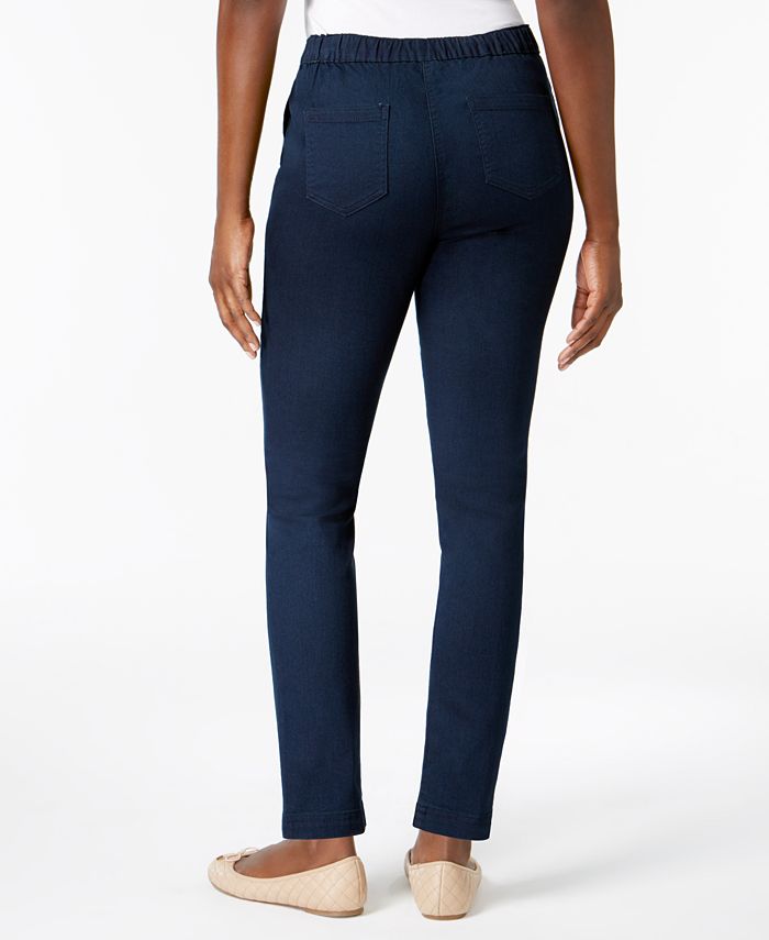 Karen Scott Petite Denim Pull-On Pants, Created for Macy's - Macy's