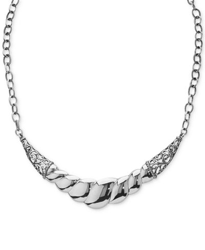 Wide Filigree Rope-Style Statement Necklace in Sterling Silver