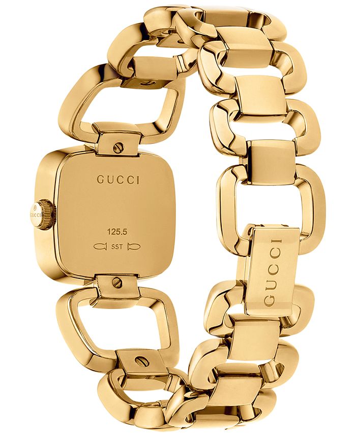Gucci G Gucci Diamonds Mother of Pearl Dial Yellow Gold Steel Strap Watch For Women - YA125513