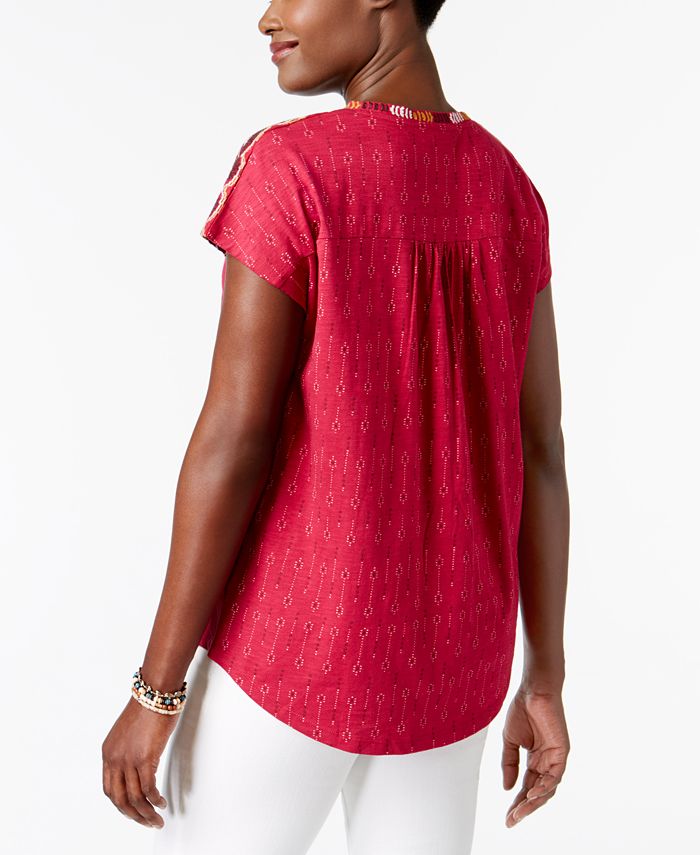 Style & Co Petite Printed Cotton Knit Top main image 1
