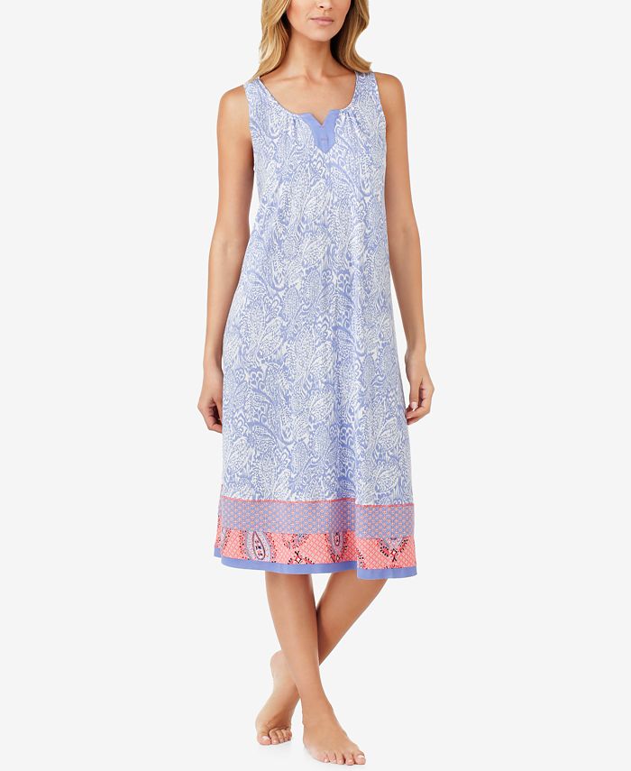 Ellen Tracy Printed Knit Midi Nightgown - Macy's