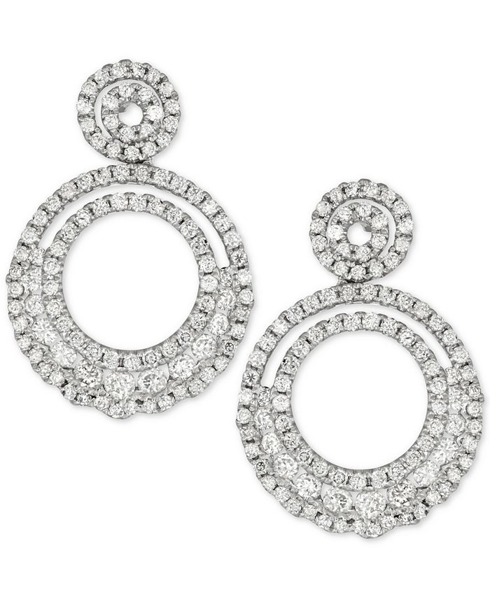 Macy's Diamond Double Circle Drop Earrings (1-1/8 ct. t.w.) in 14k ...