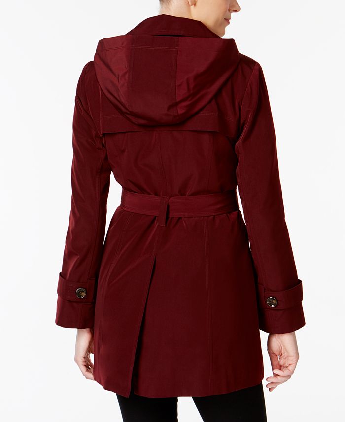 London Fog Hooded Belted Trench Coat - Macy's