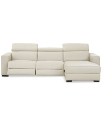 Nevio 115" 3-pc Leather Sectional Sofa with Chaise, 2 Power Recliners and Articulating Headrests